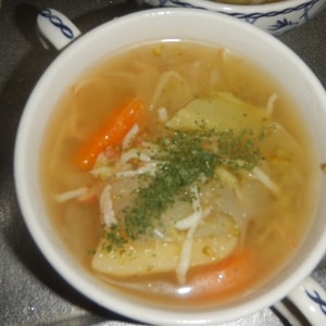 【お手伝いレシピ】☆キャベツとカニカマのスープ☆